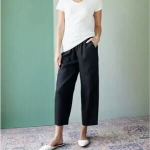 QUINCE 100% Organic Linen Relaxed Pants Black Sz S {EE3}